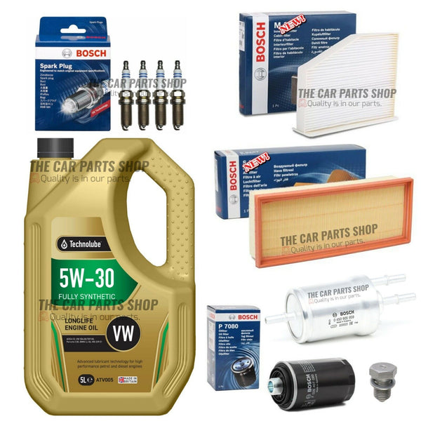 FULL BOSCH SERVICE KIT FITS VW SCIROCCO 2.0 GT 2008-2015 WITH 5L TECHNOLUBE OIL