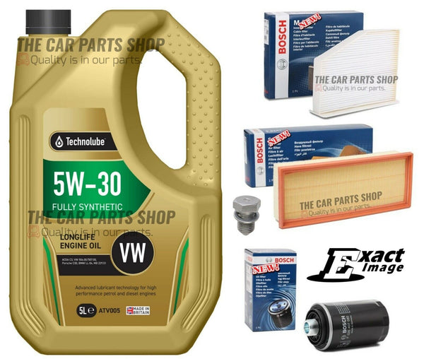 BOSCH SERVICE KIT FITS VW SCIROCCO 2.0 GT 08-15 5L TECHBOLUBE & AIR OIL CABIN OE