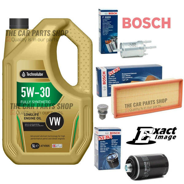 BOSCH SERVICE KIT FITS VW SCIROCCO 2.0 PETROL 08-15 FUEL OIL AIR & 5L 5W30 OIL