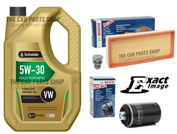 BOSCH SERVICE KIT FOR VW SCIROCCO 2.0 PETROL 08-15 BOSCH AIR OIL & 5L TECHNOLUBE