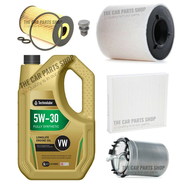 FOR SEAT IBIZA  1.6 TDI MK4 FULL SERVICE KIT WITH 5 LITRES TECHNOLUBE 5W30 OIL