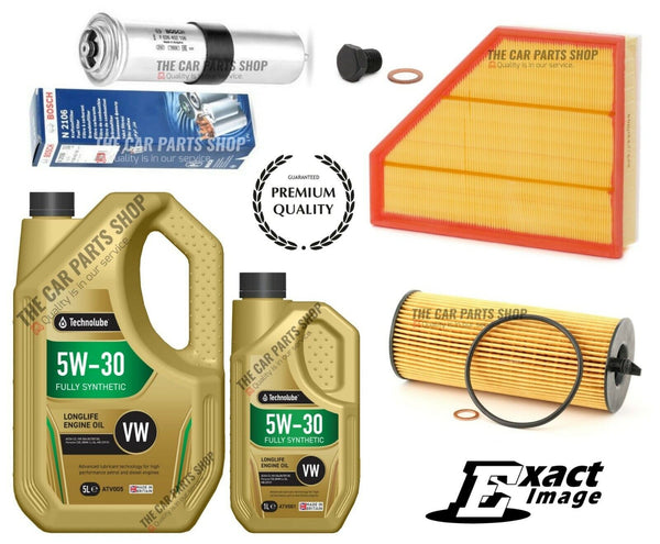SERVICE KIT FOR BMW 320D E90 AIR OIL FUEL SUMP PLUG & 6L TECHNOLUBE LONGLIFE 04