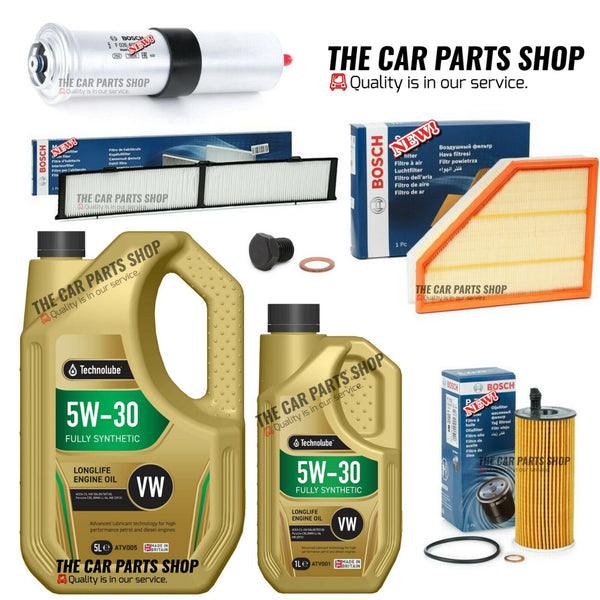 TO FIT BMW 320D E90 2.0 DIESEL 2009-2012 FULL BOSCH SERVICE KIT & 6L TECHNOLUBE