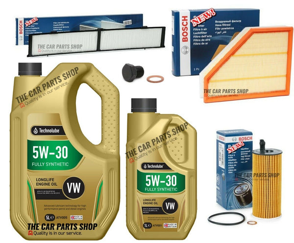 FOR BMW 320D E90 2.0 DIESEL 09-12 BOSCH SERVICE KIT 6L & POLLEN AIR OIL FILTER