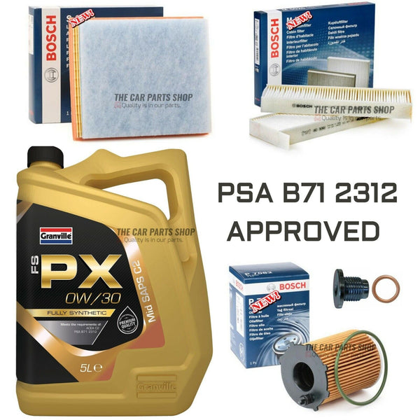 FOR PEUGEOT 3008 1.6 2014> BOSCH SERVICE KIT 5L 0W30 & BOSCH AIR OIL POLLEN NEW