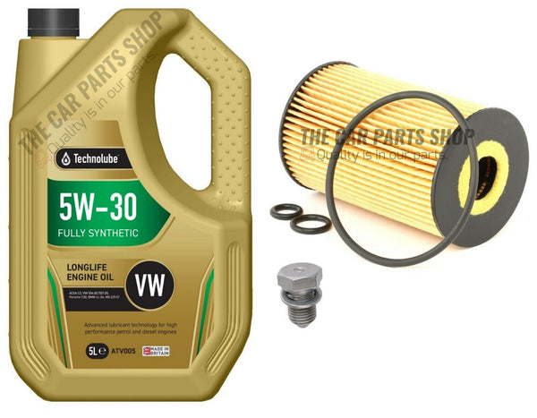 FOR SEAT IBIZA  1.6 TDI MK4 TECHNOLUBE SERVICE KIT 5L OIL & OIL FILTER & PLUG