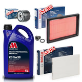 BOSCH SERVICE KIT FOR NISSAN QASHQAI 1.5 DCI ACENTA 5L MILLERS & AIR OIL CABIN
