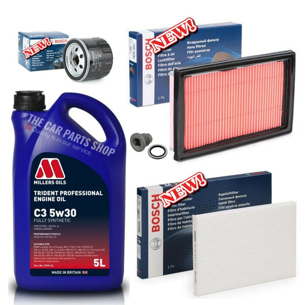 BOSCH SERVICE KIT FOR NISSAN QASHQAI 1.5 DCI ACENTA 5L MILLERS & AIR OIL CABIN