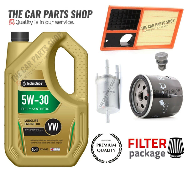 FOR VW POLO MATCH 1.4 PETROL MK4 SERVICE KIT 5L OIL + FUEL OIL AIR & SUMP PLUG