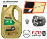 FOR VW POLO MATCH 1.4 PETROL MK4 SERVICE KIT 5L 5W30 OIL & AIR OIL FILTER & PLUG