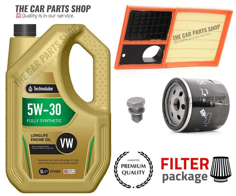 FOR VW POLO MATCH 1.4 PETROL MK4 SERVICE KIT 5L 5W30 OIL & AIR OIL FILTER & PLUG