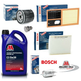 FITS VW POLO MATCH 1.4 2006-2010 BOSCH SERVICE KIT WITH 5L MILLERS LONGLIFE OIL