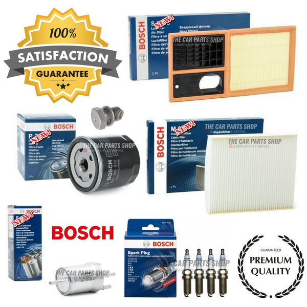 FULL BOSCH SERVICE FILTER KIT AND BOSCH PLUGS X4 TO FIT VW POLO MATCH 1.4 06-10