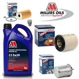 FITS SEAT IBIZA 1.6 TDI 09-16 BOSCH SERVICE KIT BOSCH FUEL OIL AIR & 5L MILLERS