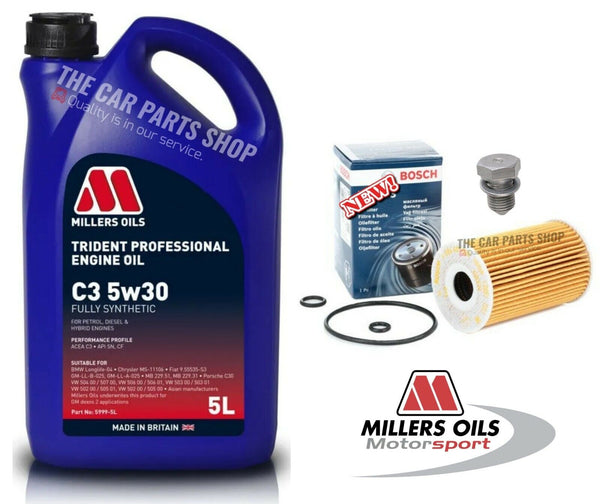 FITS SEAT IBIZA 1.6 TDI 09-16 BOSCH SERVICE KIT BOSCH OIL FILTER & 5L MILLERS OE