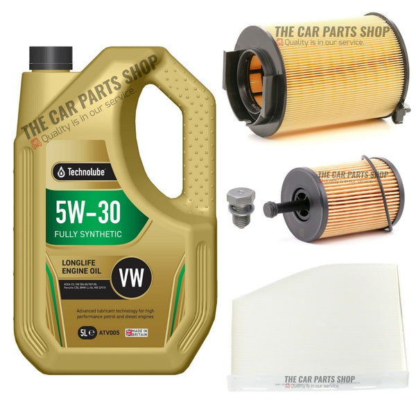 SERVICE KIT TO FIT VW GOLF 2.0 SDI MK5 5L OIL & OIL AIR POLLEN + SUMP PLUG NEW