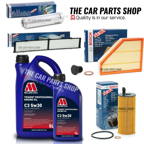 FULL BOSCH SERVICE KIT WITH 6L MILLERS OIL TO FIT BMW 120D E82 07-14 1 SERIES