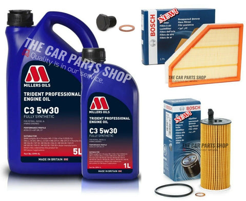 BOSCH SERVICE KIT FOR BMW 120D E82 07-14 NEW AIR AND OIL FILTER & 6L MILLERS OIL