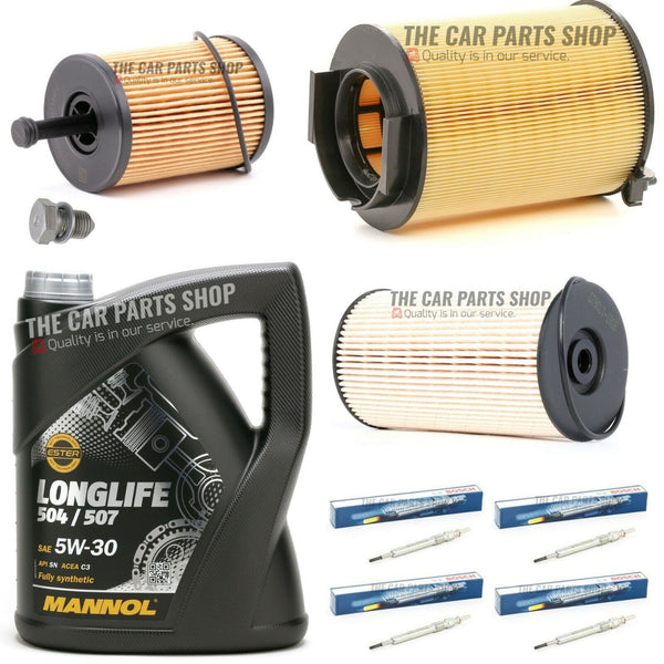 FITS VW CADDY 2.0 SDI 04-10 SERVICE KIT 5L 5W30 OIL + FUEL AIR OIL + GLOW PLUGS
