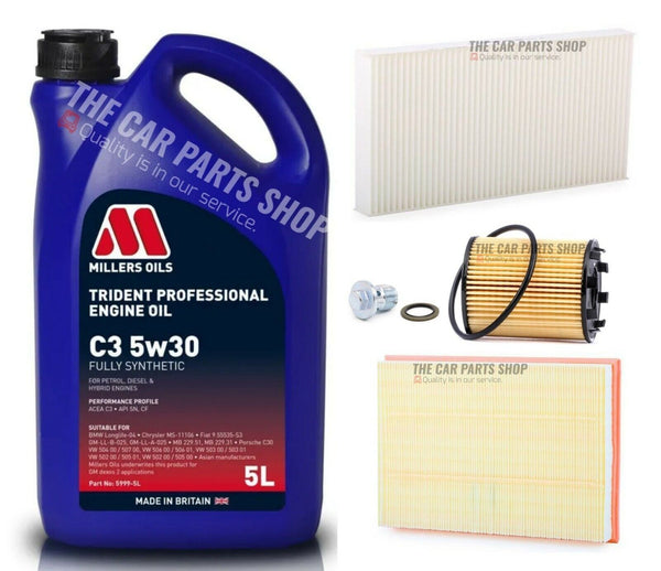 SERVICE KIT FOR VAUXHALL VECTRA ELITE 1.9 CDTI 6L MILLERS & AIR OIL CABIN PLUG