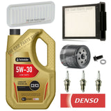 FULL SERVICE KIT FOR CITROEN C1 CONNEXION 5L OIL + DENSO PLUGS & 3 NEW FILTERS