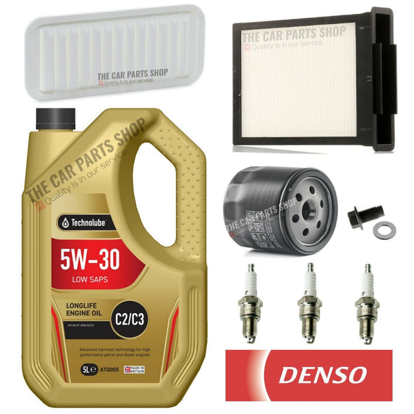FULL SERVICE KIT FOR CITROEN C1 CONNEXION 5L OIL + DENSO PLUGS & 3 NEW FILTERS