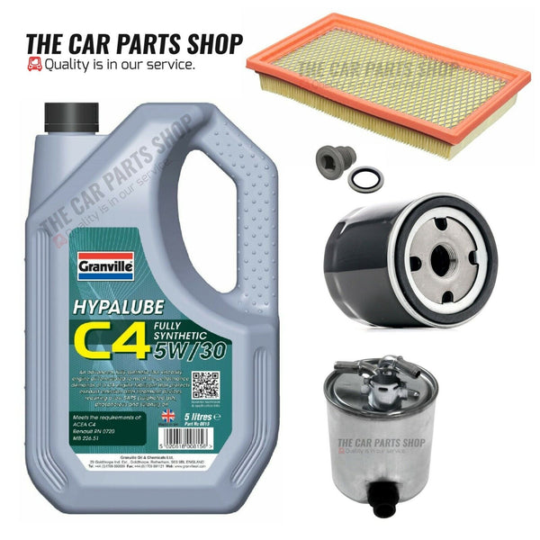 FOR NISSAN QASHQAI ACENTA MK1 SERVICE KIT AIR OIL FUEL AND 5L C4 ENGINE OIL