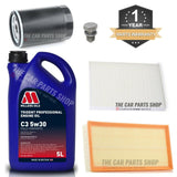 Service kit to fit Audi S3 8L 1996-2003 5L Millers Oil & Air Oil Cabin Filter