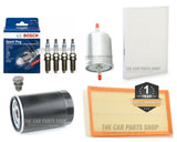 FOR AUDI S3 8L 1996-2003 FULL SERVICE FILTER KIT WITH NEW BOSCH SPARK PLUGS X 4
