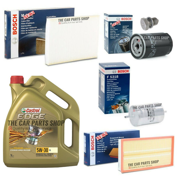 FITS AUDI A3 S3 MK1 PETROL BOSCH SERVICE KIT 5L CASTROL EDGE AIR OIL FUEL CABIN
