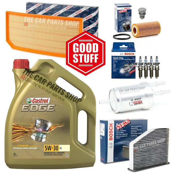 FULL BOSCH SERVICE KIT WITH 5L CASTROL EDGE FOR AUDI S3 2.0 TFSI 2006-2013