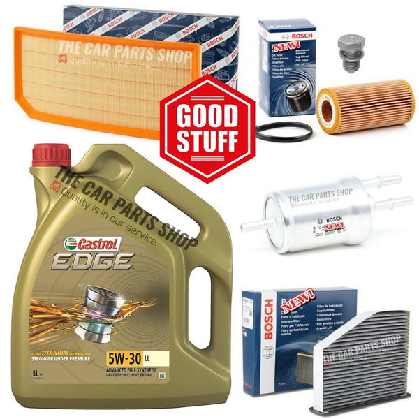 BOSCH SERVICE KIT FOR AUDI S3 2.0 TFSI 2006-2013 5L CASTROL & AIR OIL CABIN FUEL