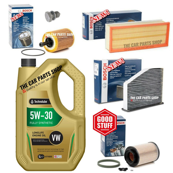 Full Service Kit For VW Golf MK5 1K1 2.0 TDI [2003 - 2008] with Technolube 5L