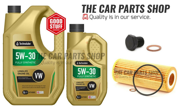 FITS BMW 520D E60 TECHNOLUBE SERVICE KIT 6L LONGLIFE 5W30 + OIL FILTER & PLUG