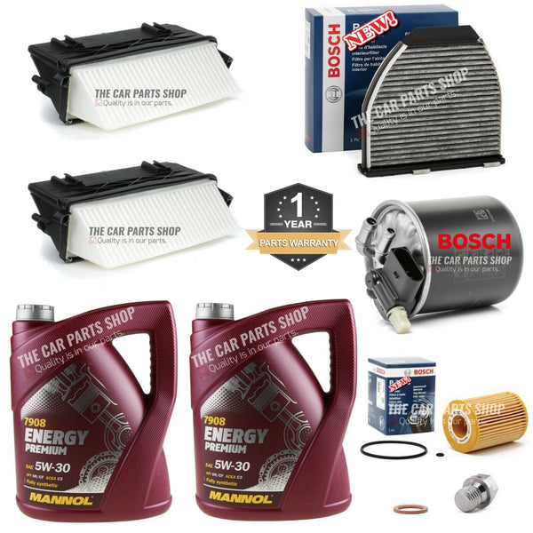 FITS MERCEDES C350 3.0 CDI OM642.830 FULL BOSCH SERVICE KIT + 10L LONGLIFE OIL