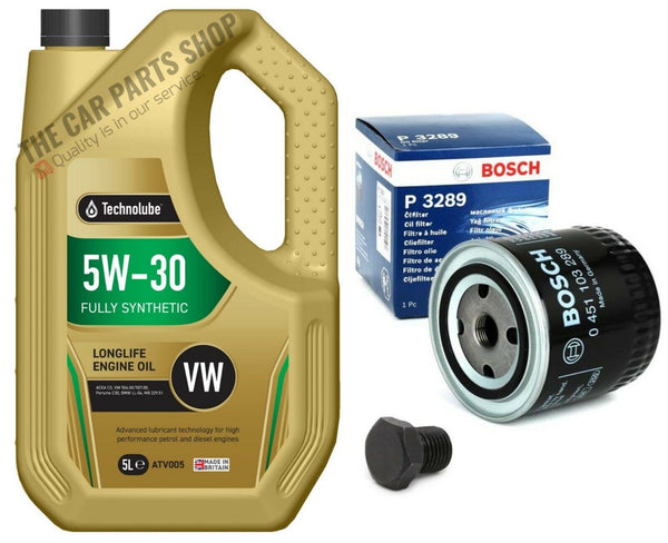 BOSCH SERVICE KIT FOR VW LUPO 1.7 SDI NEW BOSCH OIL FILTER & 5L TECHNOLUBE OIL