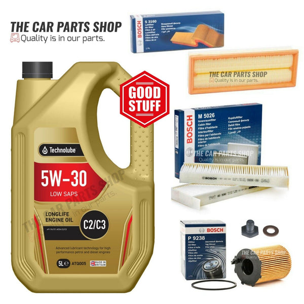 FITS PEUGEOT PARTNER MK2 1.6 HDI DV6AUTED4 BOSCH SERVICE KIT 5L OIL & 3 FILTERS