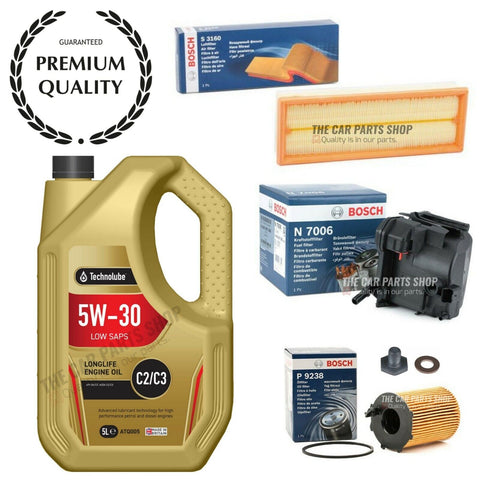 FITS PEUGEOT PARTNER MK2 1.6 HDI BOSCH SERVICE KIT 5L TECHNOLUBE & AIR FUEL OIL