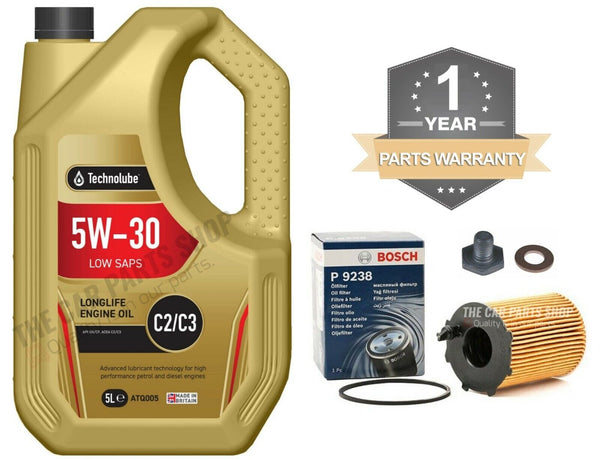 FITS PEUGEOT PARTNER MK2 1.6 HDI BOSCH SERVICE KIT 5L 5W30 C2 OIL & BOSCH FILTER