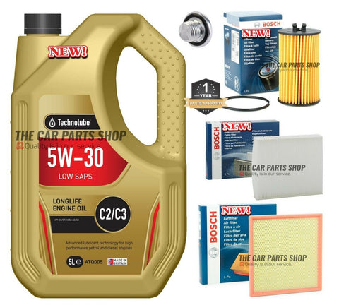 FITS VAUXHALL CORSA 1.0 2006> BOSCH SERVICE KIT 5L TECHNOLUBE & AIR OIL CABIN OE