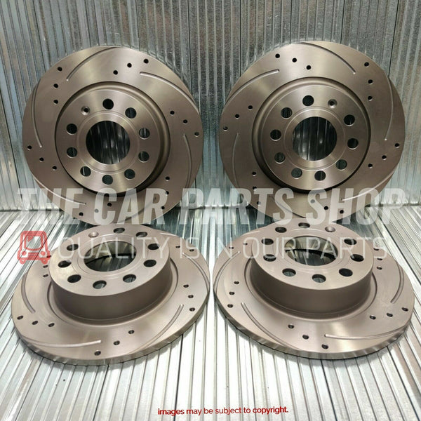 FOR SEAT IBIZA TSI MK4 FRONT & REAR DRILLED & GROOVED DISCS ONLY 256MM & 230MM