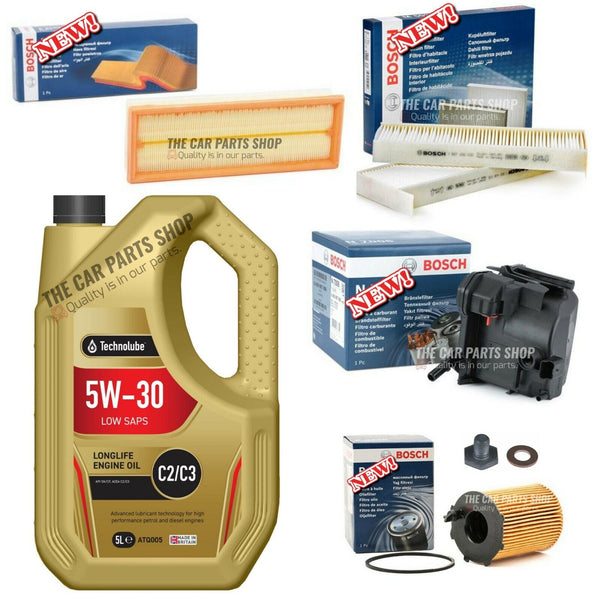 FITS PEUGEOT 3008 EXCLUSIVE 1.6 HDI FULL BOSCH SERVICE KIT WITH 5L TECHNOLUBE