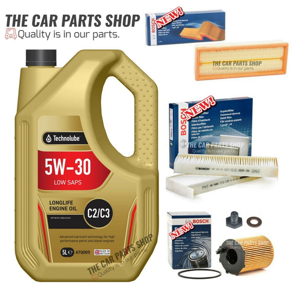 FITS PEUGEOT 3008 EXCLUSIVE 1.6 HDI BOSCH SERVICE KIT 5L TECHNOLUBE & 3 FILTERS