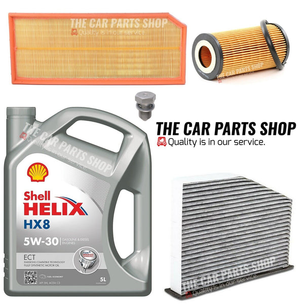 FOR VW SCIROCCO R 2.0 TSI MK3 PETROL SERVICE KIT 5L SHELL & OIL AIR CABIN FILTER