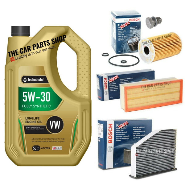FOR VW GOLF 1.6 TDI MK6 BOSCH SERVICE KIT 5L TECHNOLUBE & BOSCH AIR OIL CABIN