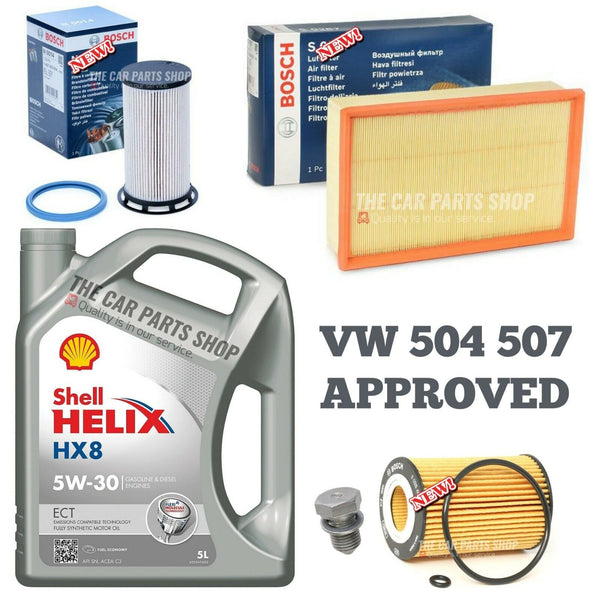 5L SHELL AND AIR OIL FUEL BOSCH SERVICE KIT FOR SEAT LEON 1.6 TDI MK3 (5F)