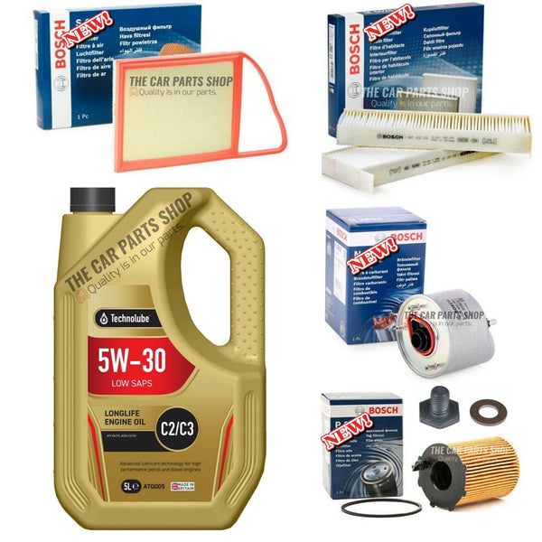 FOR PEUGEOT PARTNER MK2 1.6 HDI FULL BOSCH SERVICE KIT WITH 5L ENGINE OIL