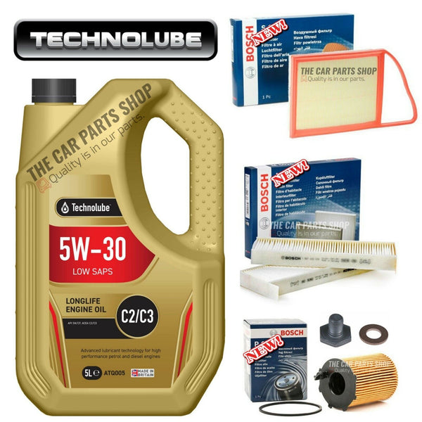 FOR PEUGEOT PARTNER MK2 1.6 HDI BOSCH SERVICE KIT AIR OIL CABIN & TECHNOLUBE OIL