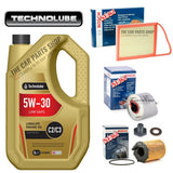 FOR PEUGEOT PARTNER MK2 1.6 HDI BOSCH SERVICE KIT 5L TECHNOLUBE & FUEL OIL AIR
