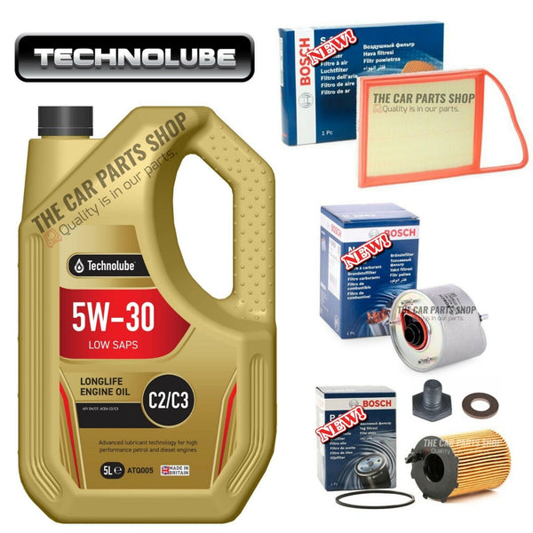 FOR PEUGEOT PARTNER MK2 1.6 HDI BOSCH SERVICE KIT 5L TECHNOLUBE & FUEL OIL AIR